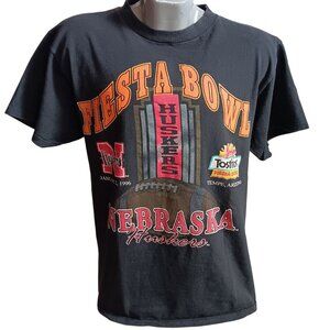 Nebraska Huskers Large Vintage T-shirt 1996 Fiesta Bowl Black TSI BIG RED PRINT